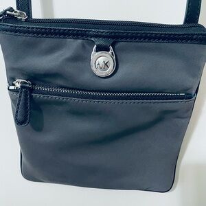 Michael Kors Dark Charcoal Gray Crossbody Nylon Logo-Accent Bag